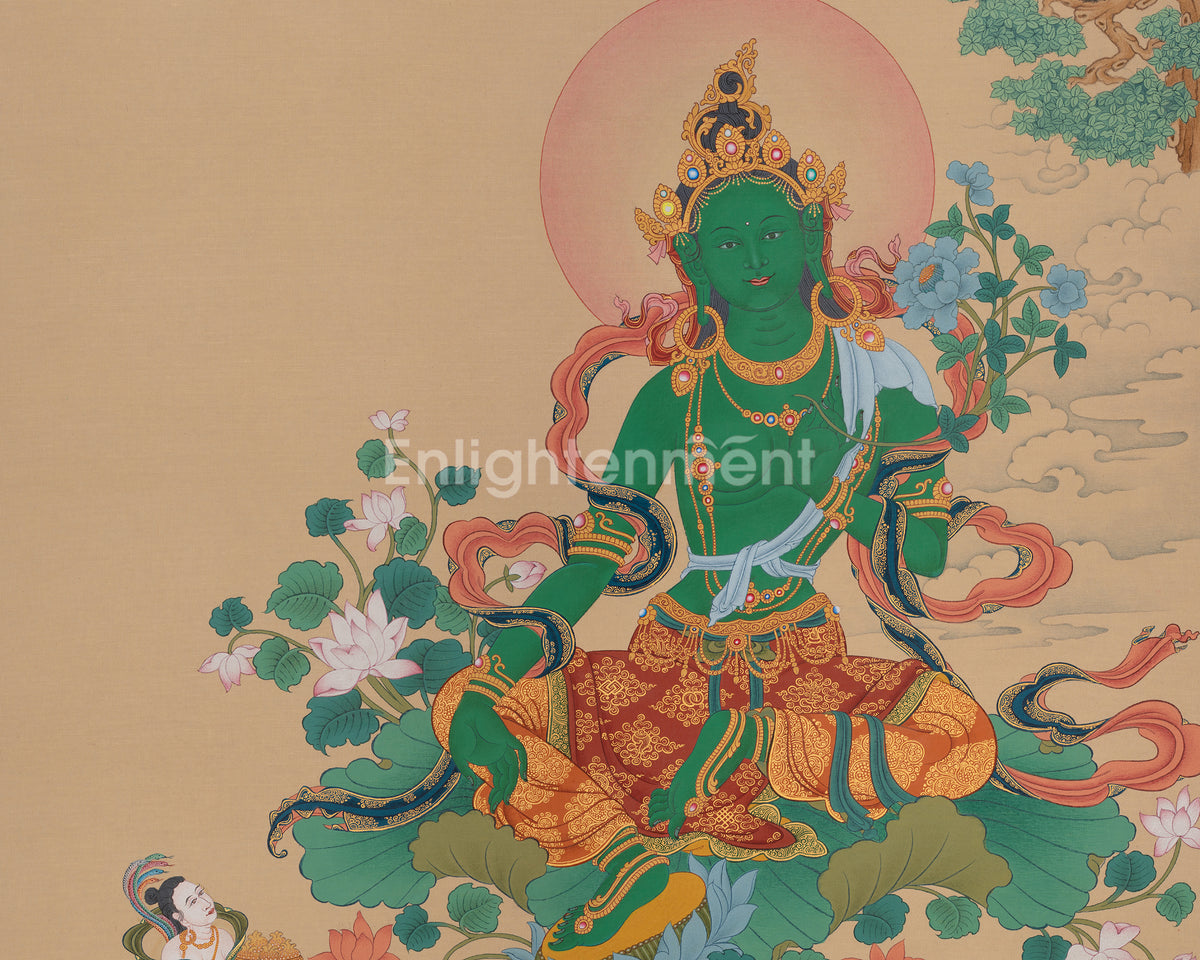 Green Tara Traditional Thangka | Shyama Tara Artwork