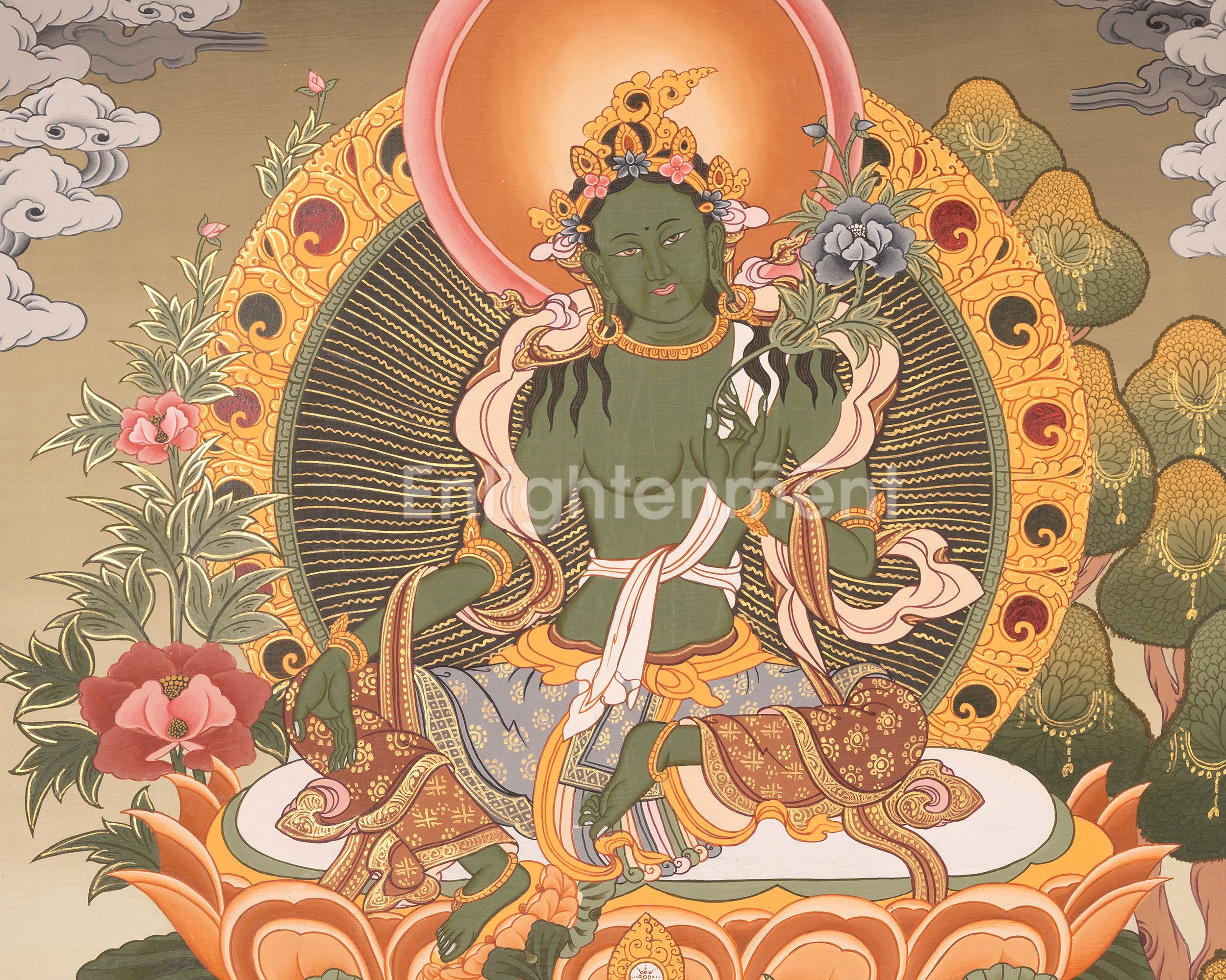 Mother Green Tara | Buddhist Thangka | Wall Decors
