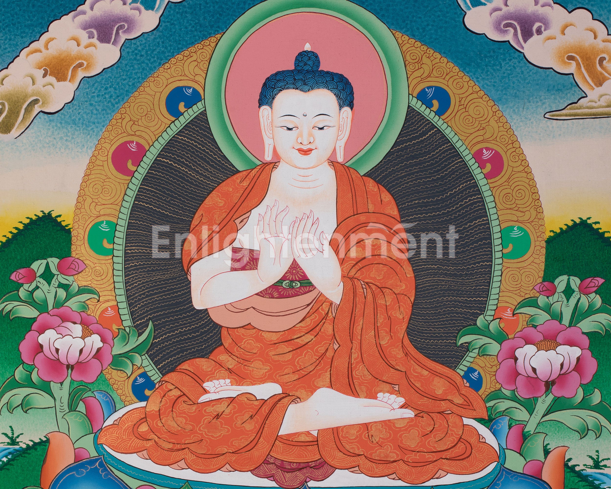 Original Handmade Vairocana Buddha Thangka | Pancha Buddha | Meditation And Yoga |