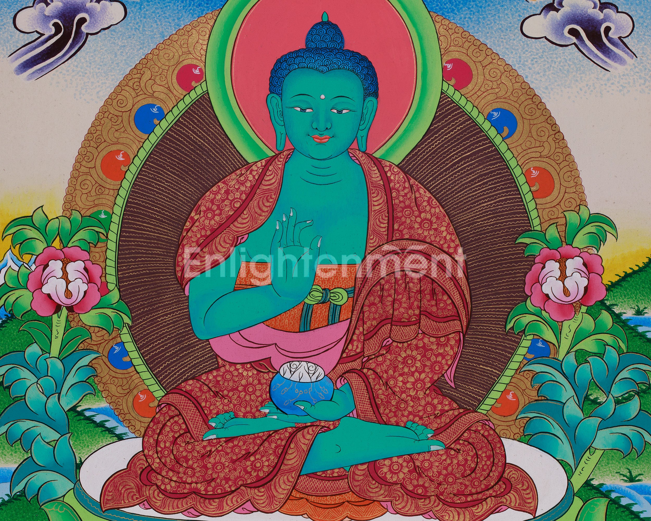 Original Hand-Painted Amogsiddhi Thangka | Tibetan Buddhist Thangka |