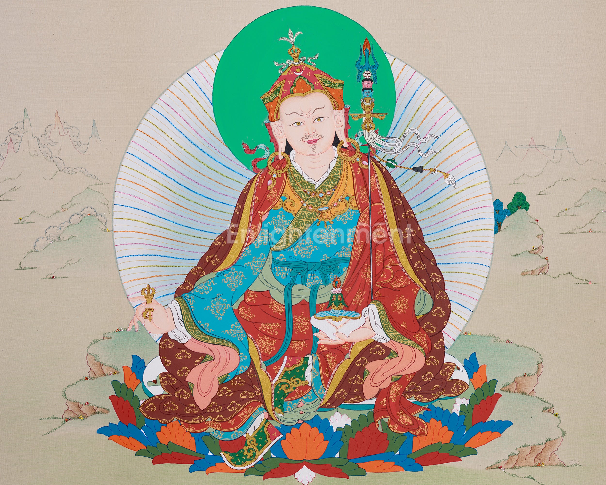 Wrathful Guru Padmasambhava Thangka | A Powerful Manifestation of Enlightened Master