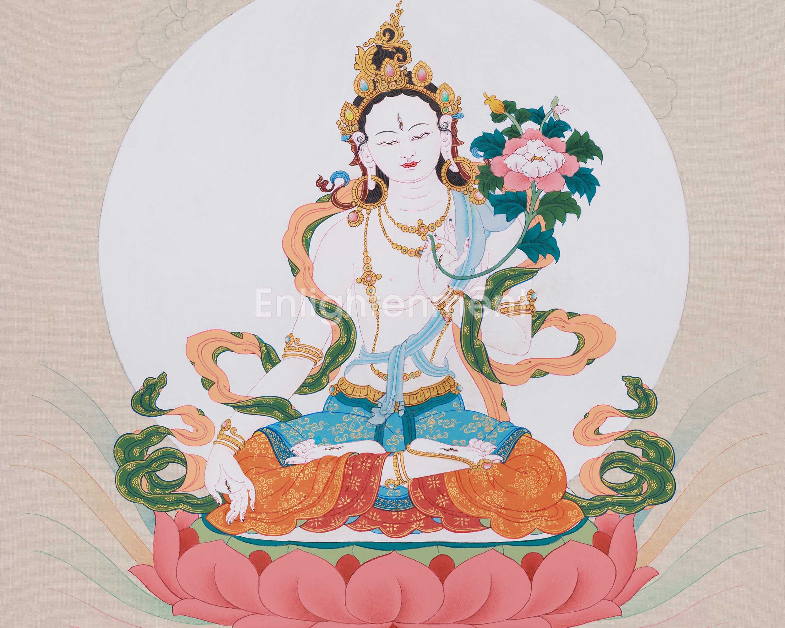 Goddess of Longevity, White Tara Thangka | Buddhist Healing Deity