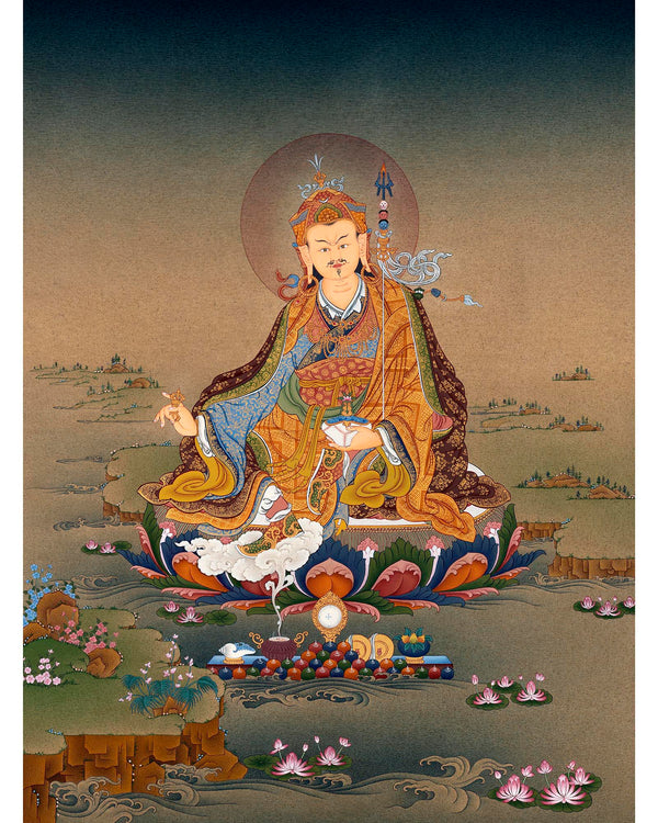Master Padmasambhava | Lotus Born Guru Thangka | Handmade Painting
