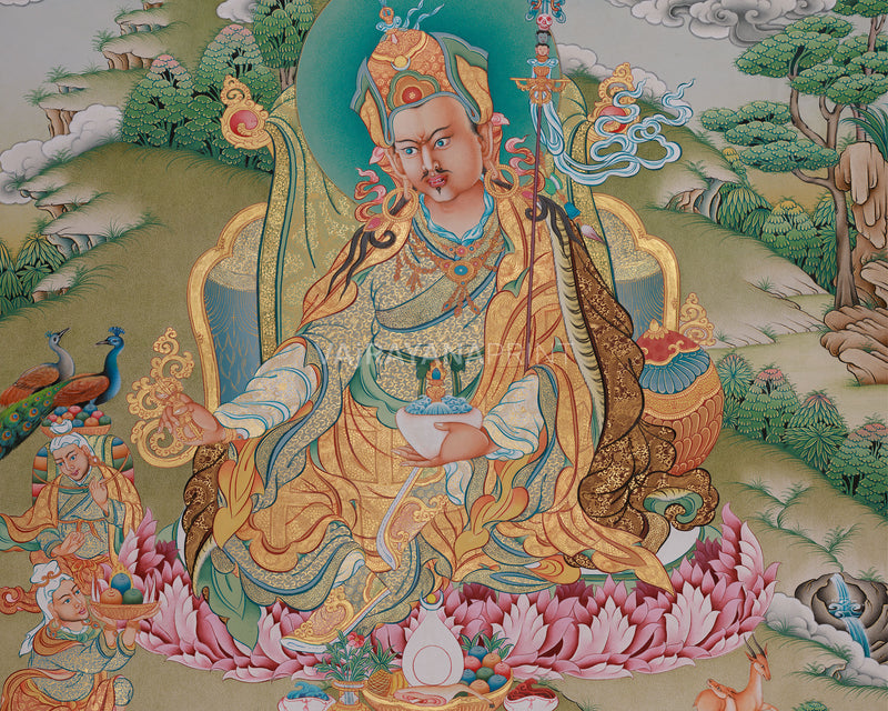 Spiritual Guru Padmasambhava Canvas Artwork | Traditional Tibetan Buddhist Thangka Print