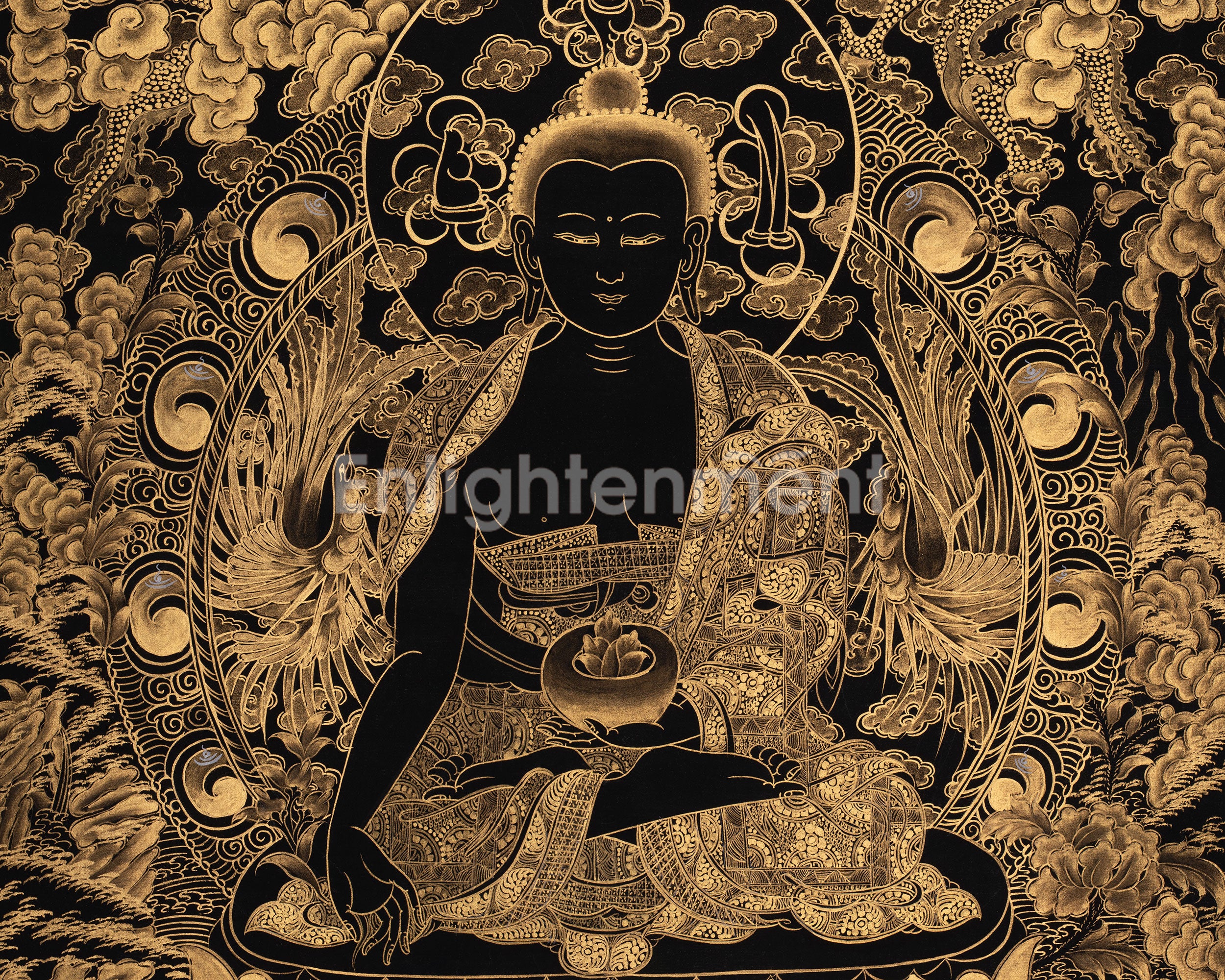 Gold Medicine Buddha Thangka | Symbol of Healing & Balance