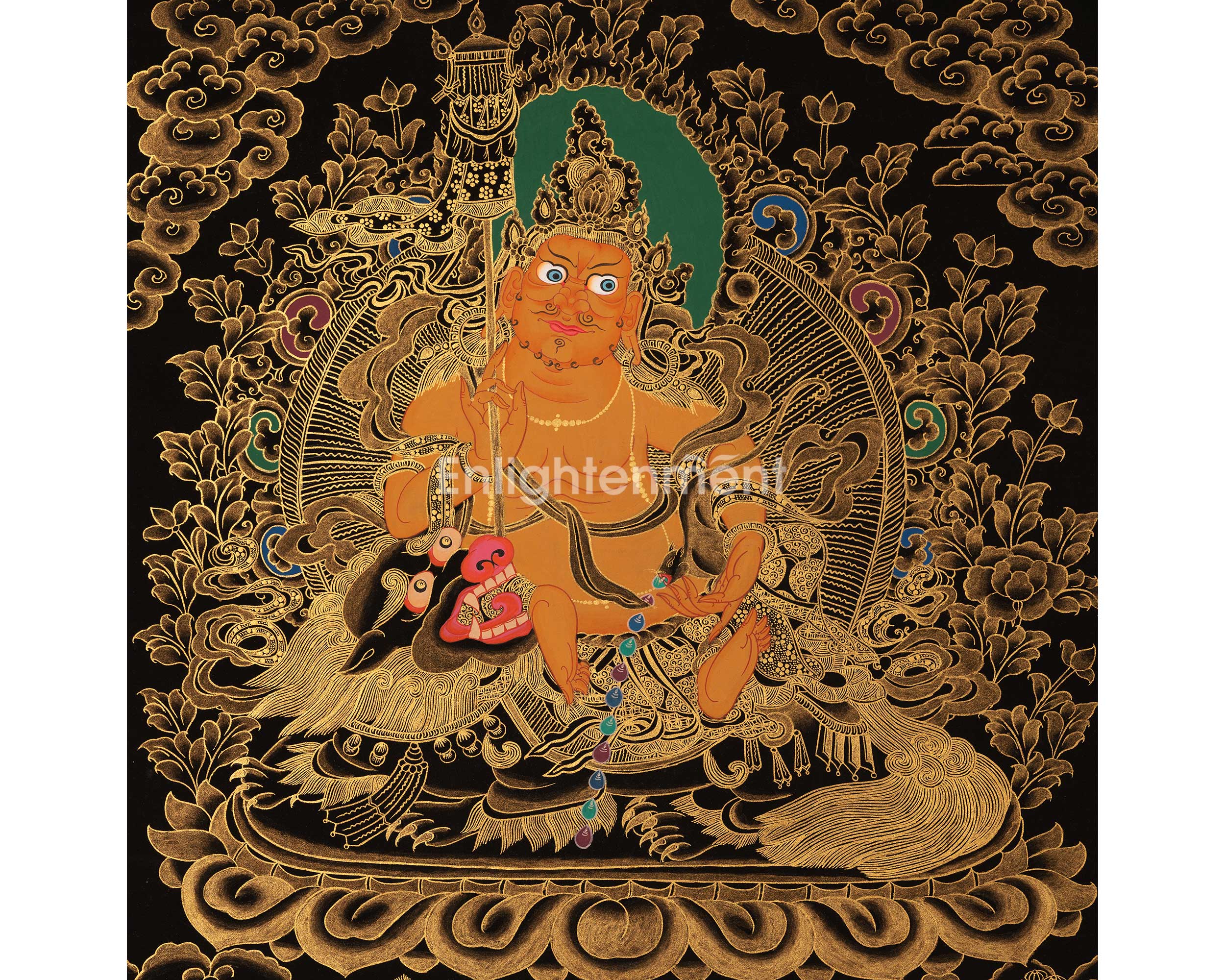 Gold Style Namtose Thangka Painting | Original Hand-Painted Buddha of Wealth