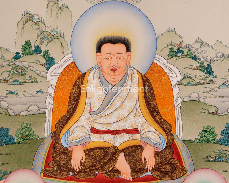Guru Marpa, Milarepa, and Gompopa Thangka | Tibetan Buddhist Masters Artwork