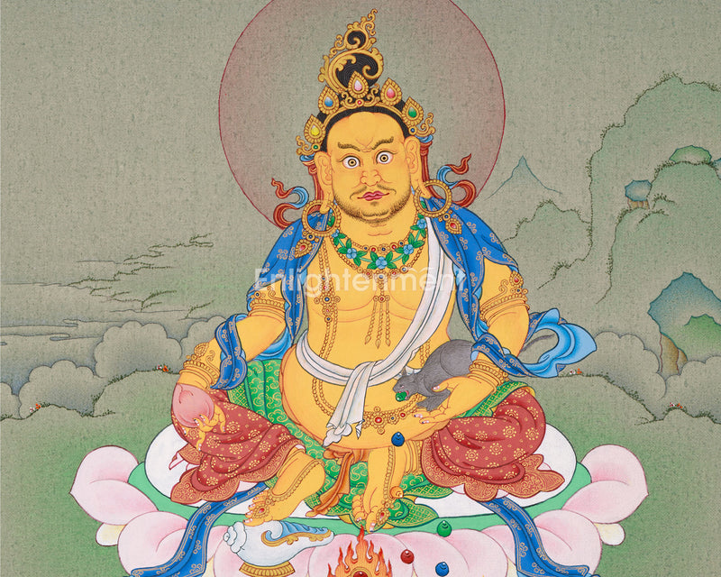 Small Dzambhala Thangka | Hand-Painted in Karma Gadri Style