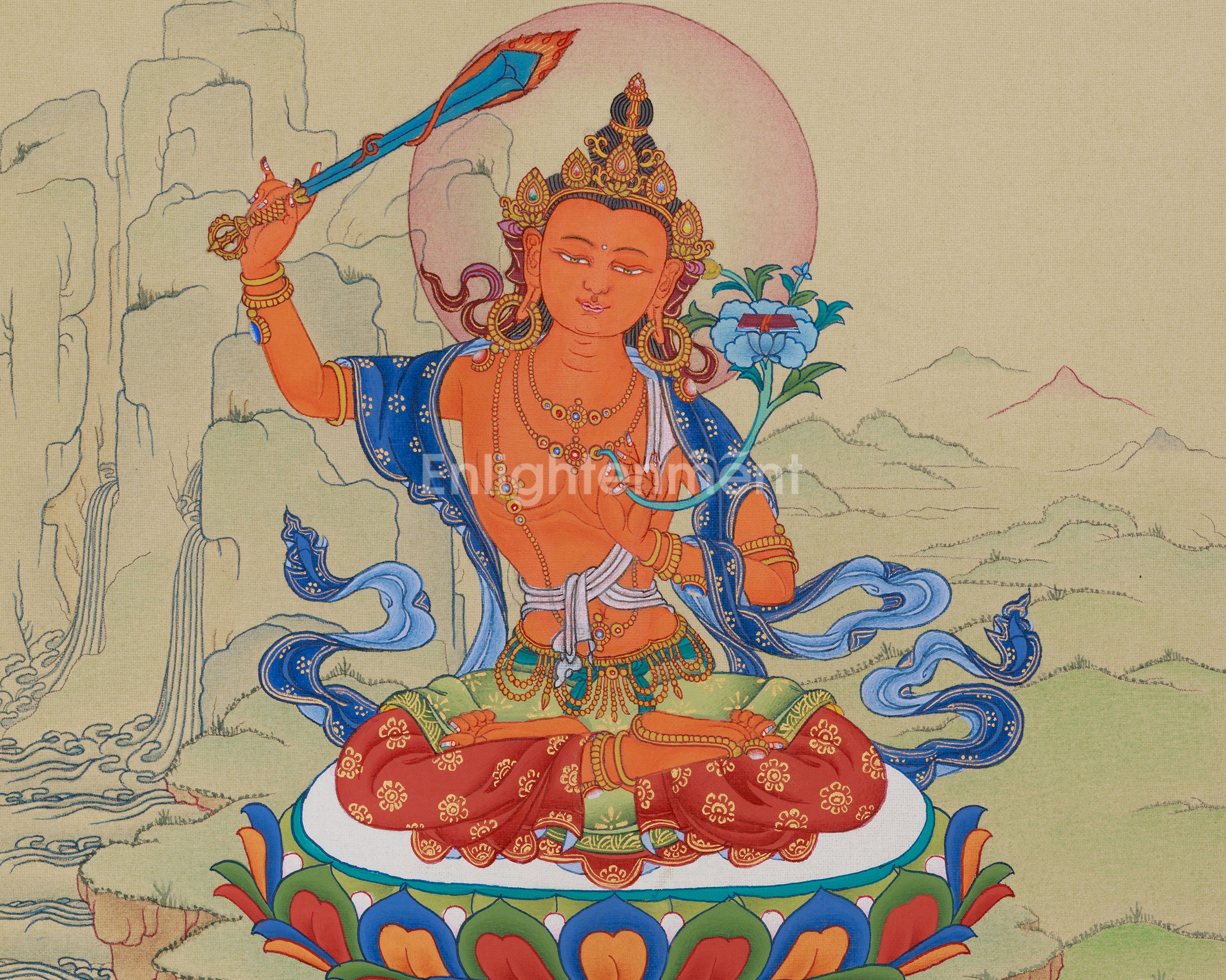 Wisdom Bodhisattva Manjushri Thangka | A Symbol of Spiritual Insight