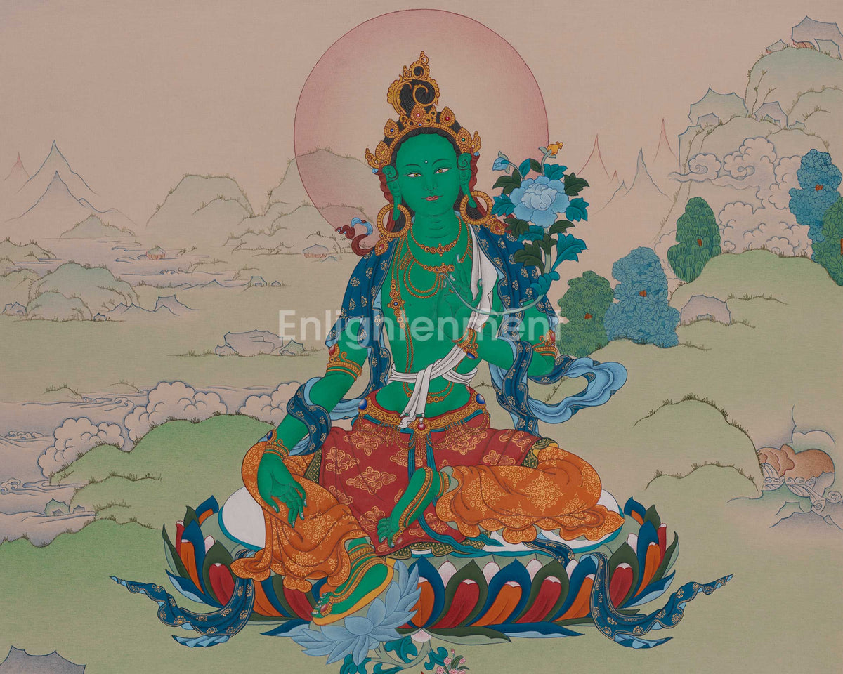 Green Tara Devotional Thangka | Shyama Tara | Compassionate Goddess