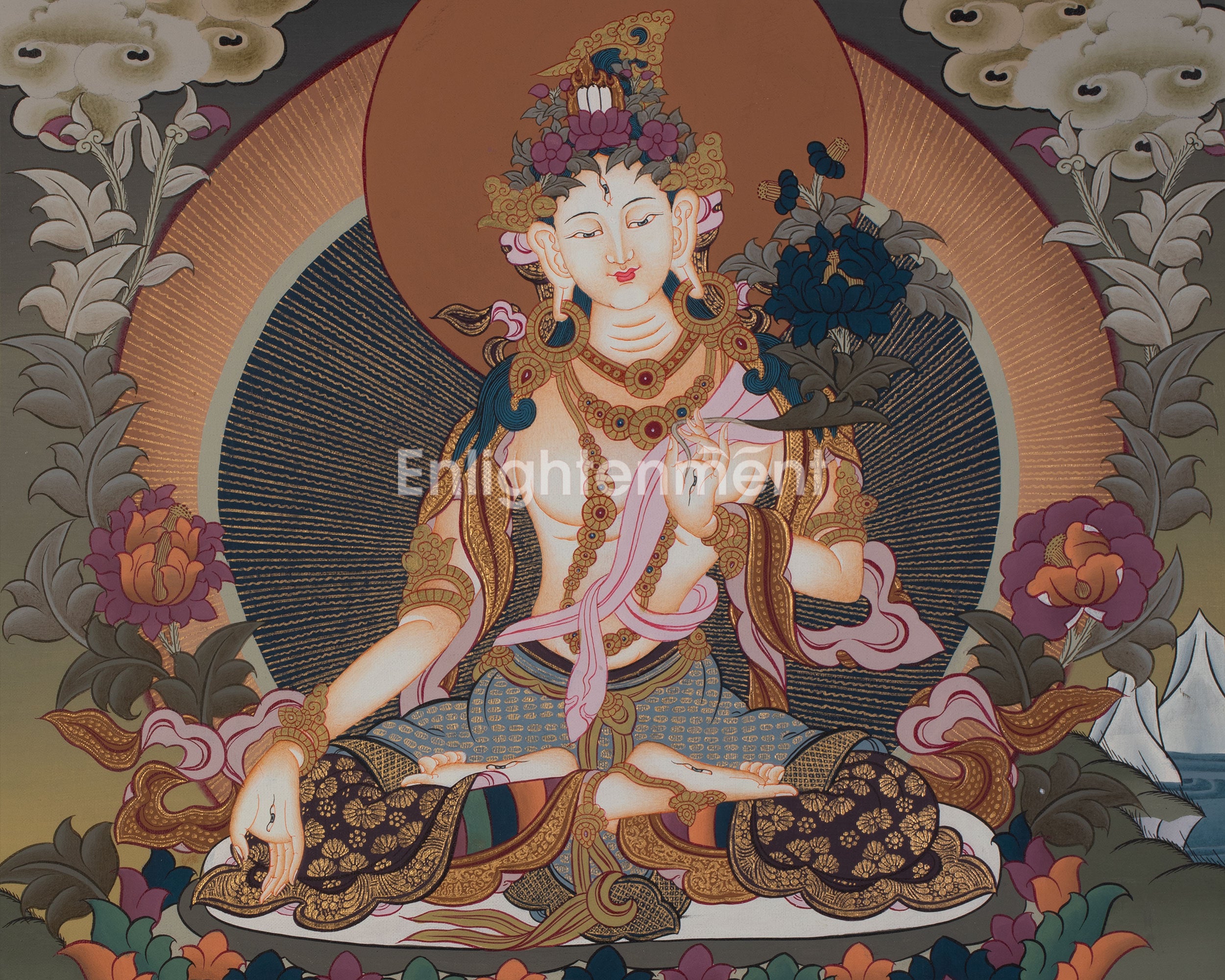 Original Hand-Painted White Tara Thangka | Goddess of Healing