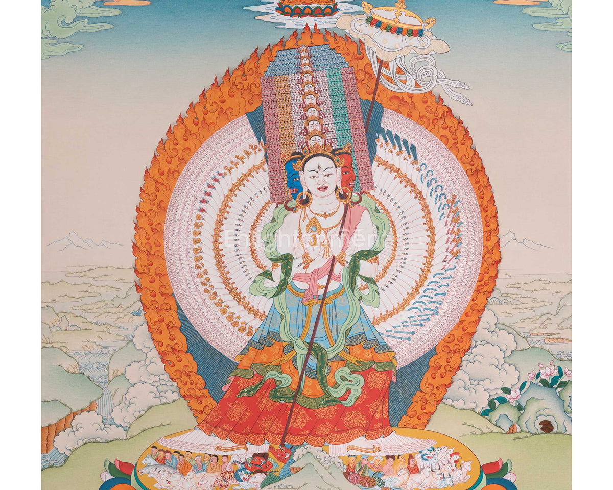1000 Armed Dukar Traditional Art | The White Umbrella Goddess | Sitatapatra Deity