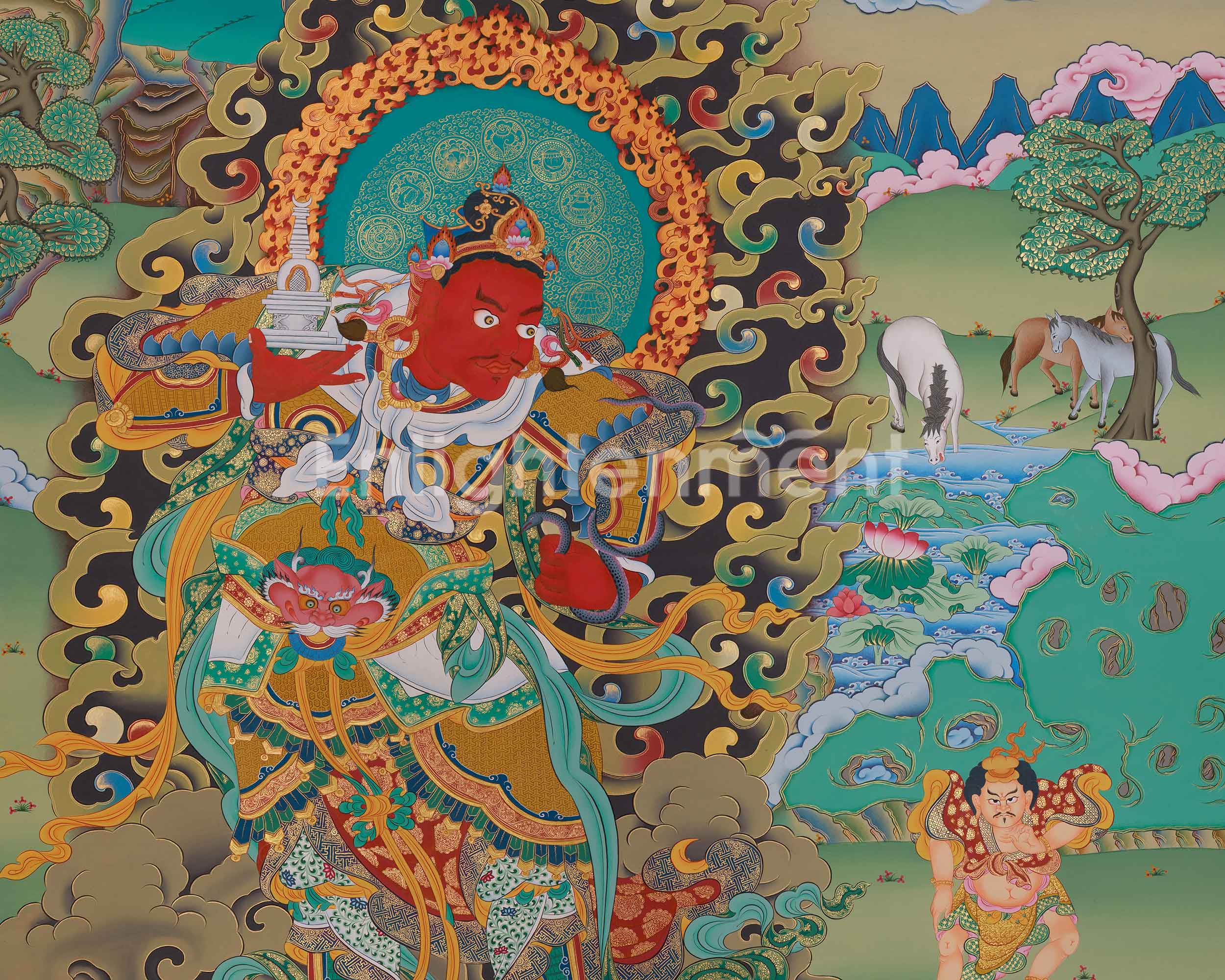 Traditional Thangka of Virupaksa | Protector of the Western Direction