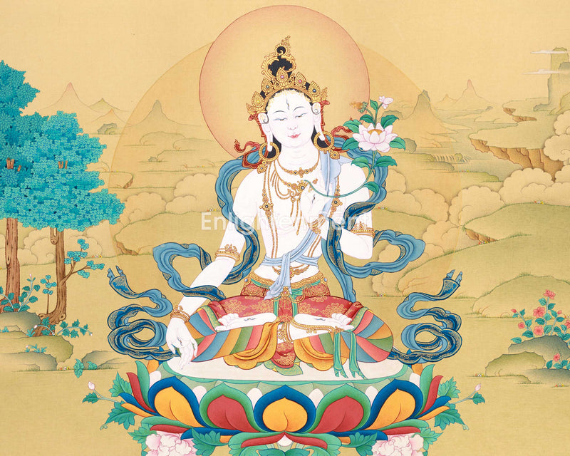 Mother White Tara Thangka | The Goddess Of Healing | Traditional Wall Decorations