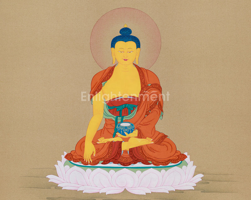 Refined Minimalist Dhyani Buddha Shakyamuni - The Awakened One Thangka