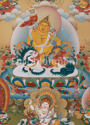 Exquisite Thangka of Guardian King Vaisravana | Assembly of Wealth Deities