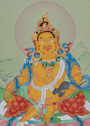 Buddhist Kubera (Jambhala) Thangka | The Guardian of Wealth & Prosperity