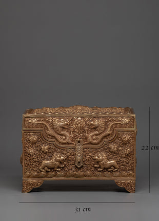 Copper Treasure Box with Gold Plating | Snow Lion Guardians