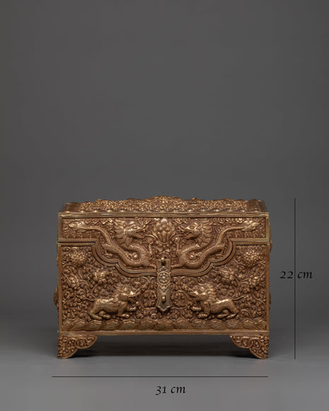 Copper Treasure Box with Gold Plating | Snow Lion Guardians