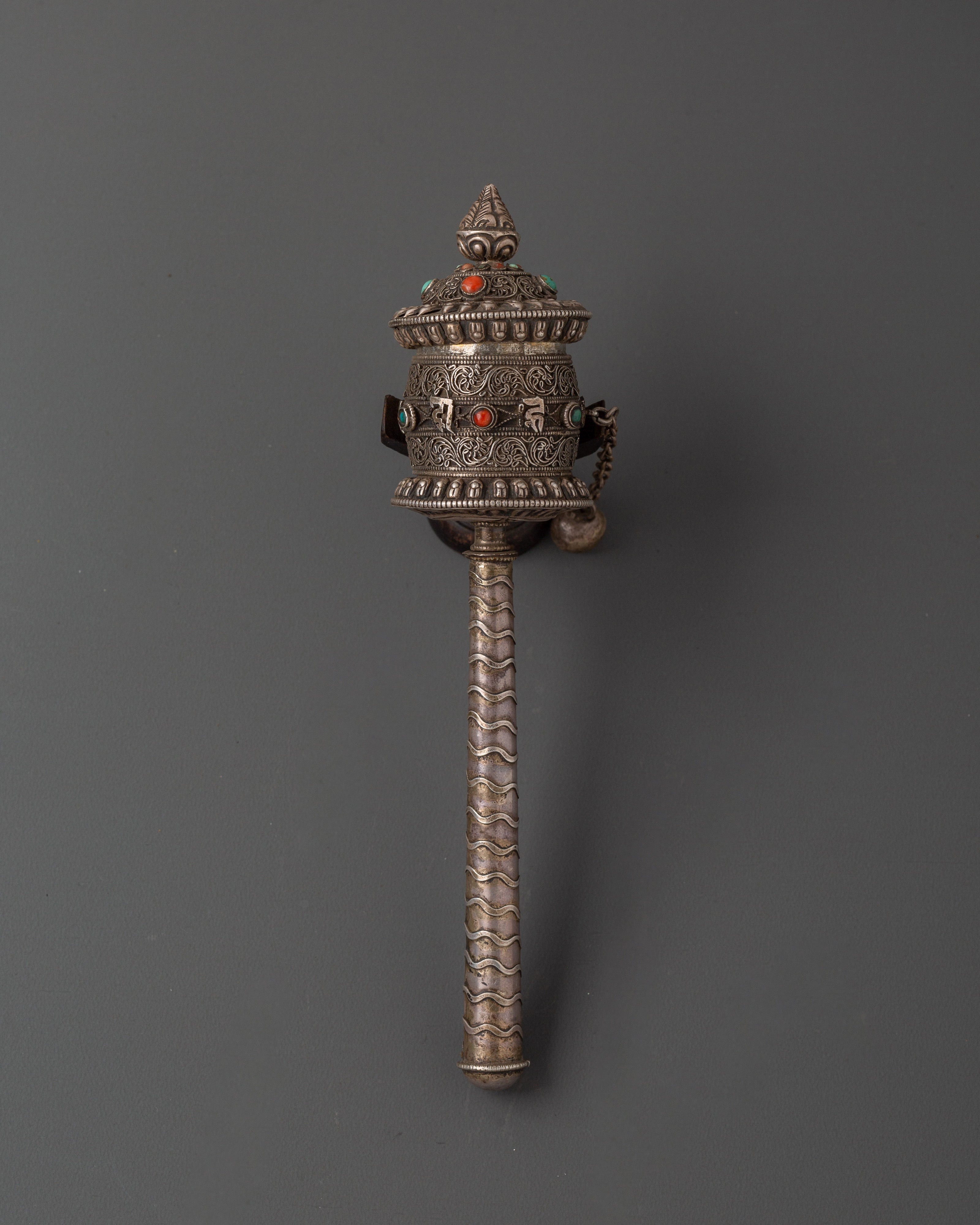 Tibetan Prayer Wheel 92.5% Silver | Handcrafted Spinning Mani Wheel