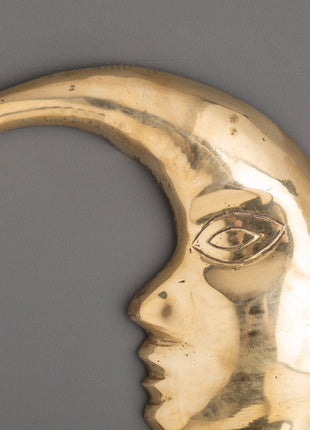 Brass Crescent Moon Wall Hanging | Decor for Spiritual and Home Harmony