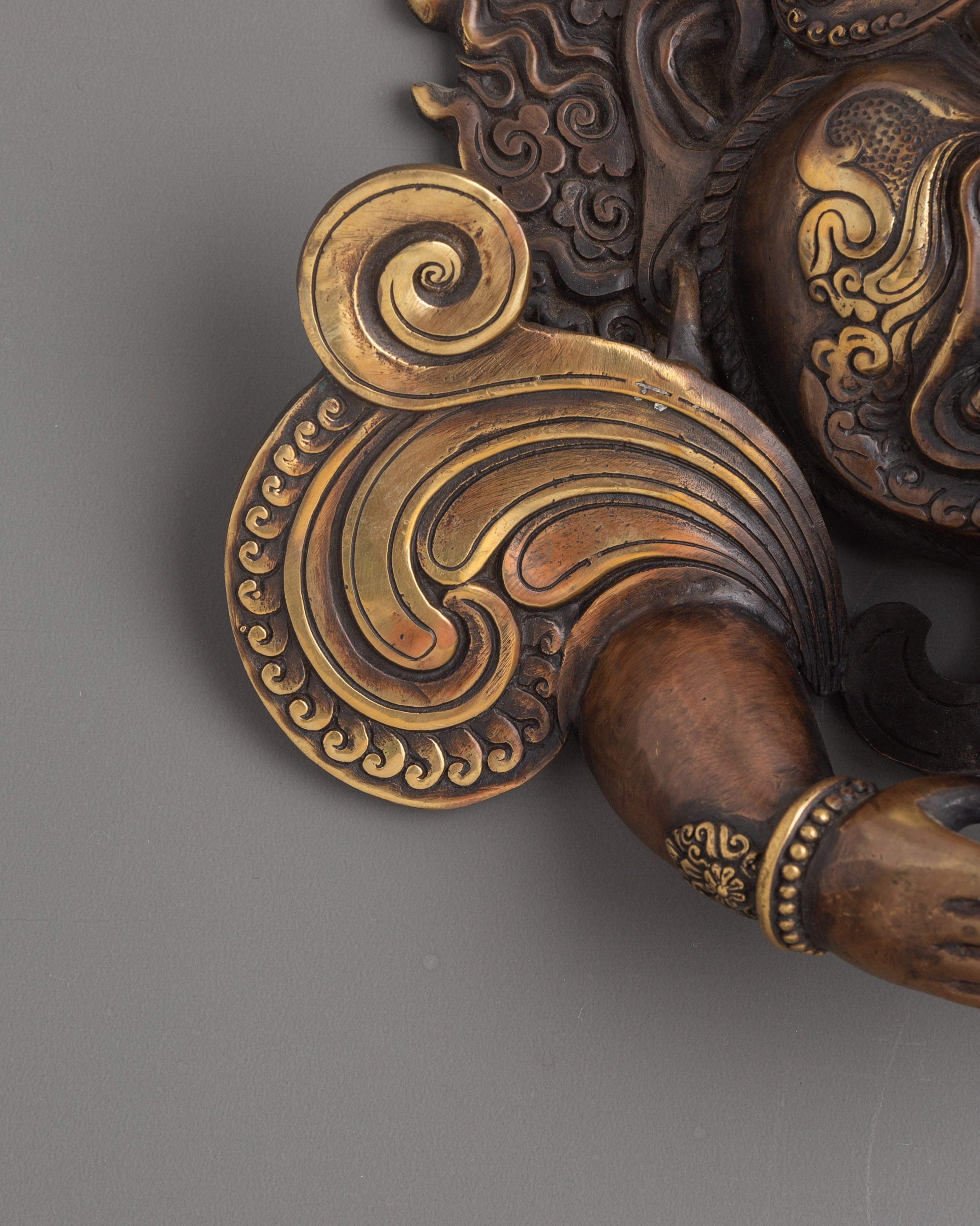 Handmade Kirtimukha Brass Wall Hanging | Mahakala Protective Deity Mask