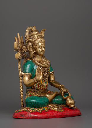 Brass Lord Shiva Statue | Seated Hindu Deity Sculpture