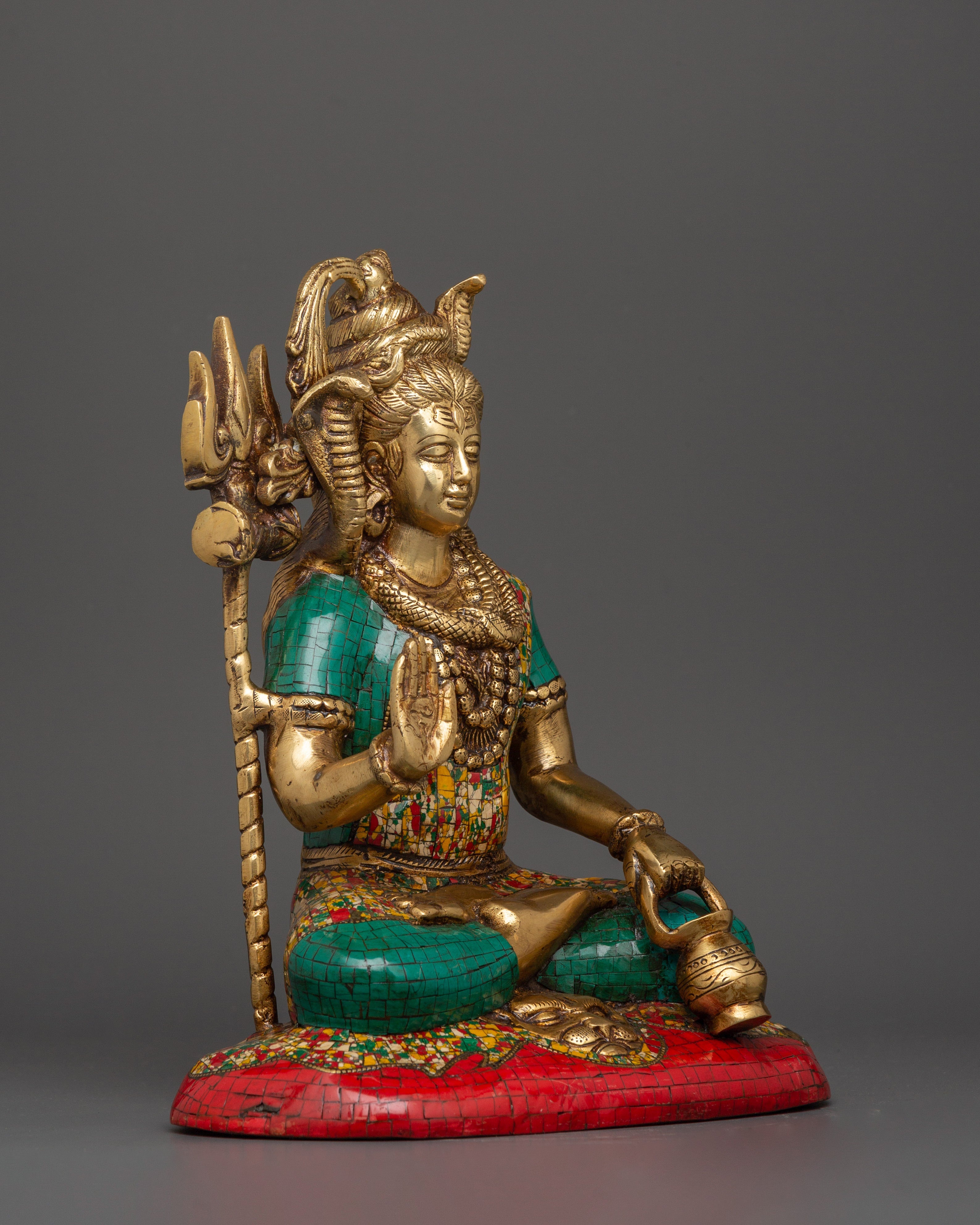 Brass Lord Shiva Statue | Seated Hindu Deity Sculpture