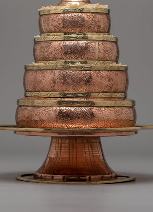 Exquisite Copper Mandala Stupa for Buddhist Rituals and Meditation | Ritual Copper Mandala