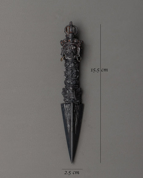 Tibetan Tantric Iron Phurba Dagger | Vajrakilaya Ritual Dagger for Protection