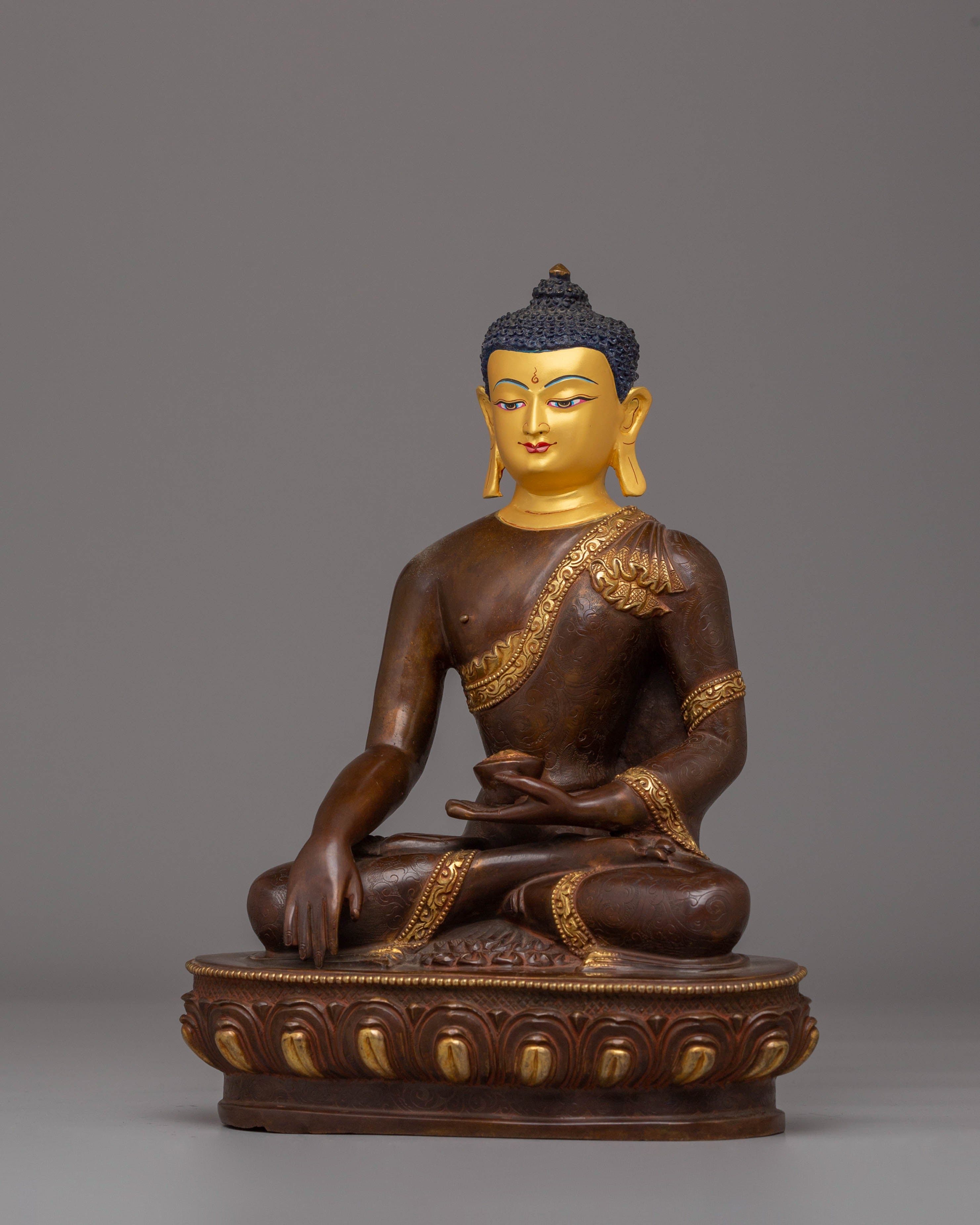Buddha Shakyamuni Divine Statue | Sacred Copper & Gold-Plated Sculpture