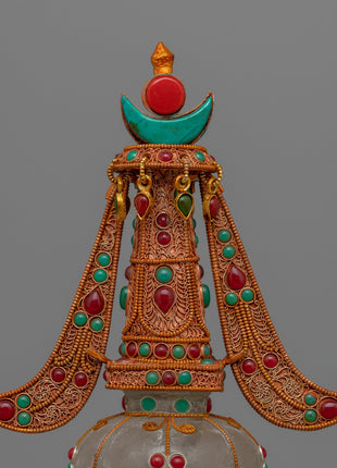 Copper Crystal Stupa | Sacred Buddhist Symbol
