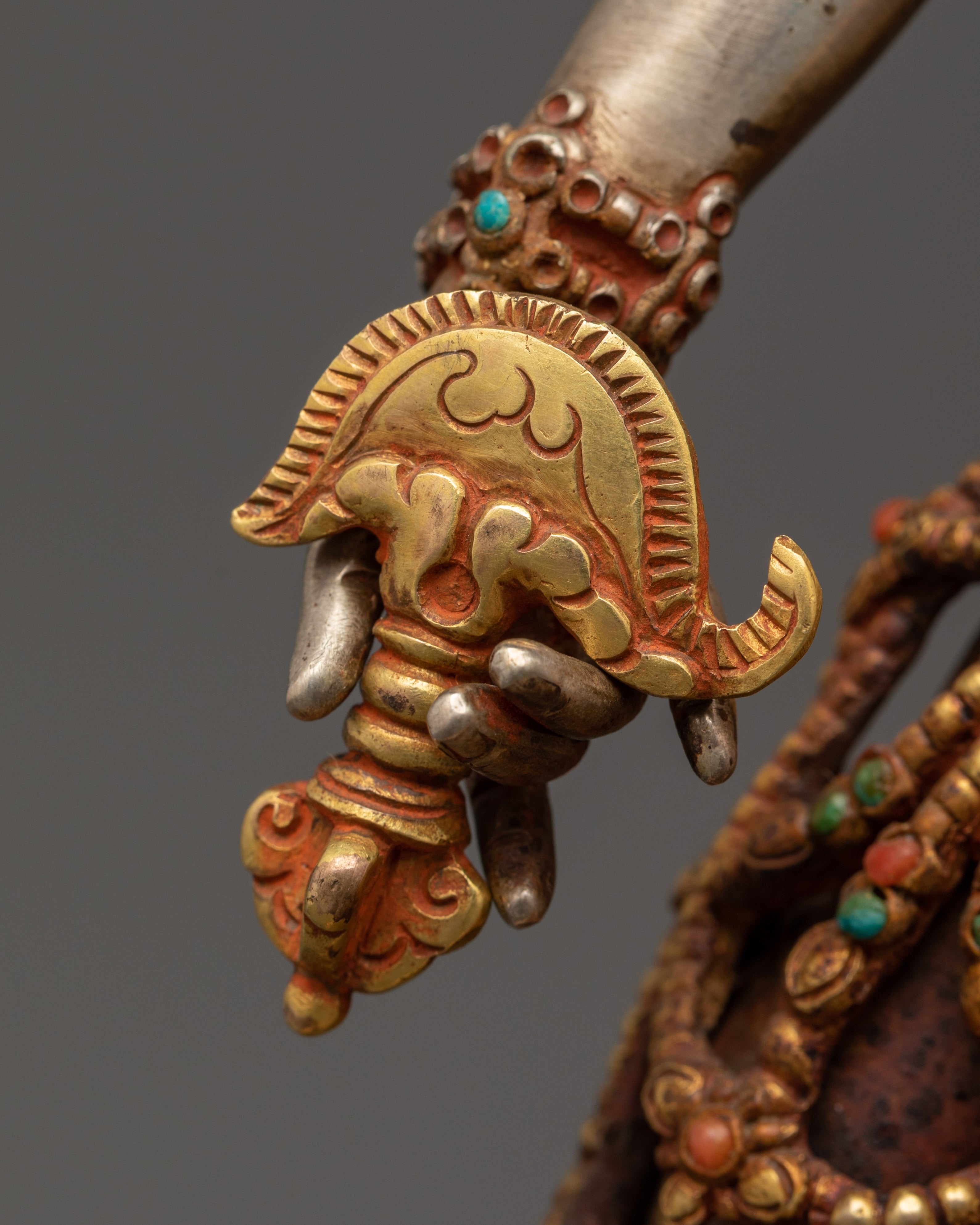 Sacred Buddhist Dakini Sculpture | Gold-Plated Vajrayogini Statue