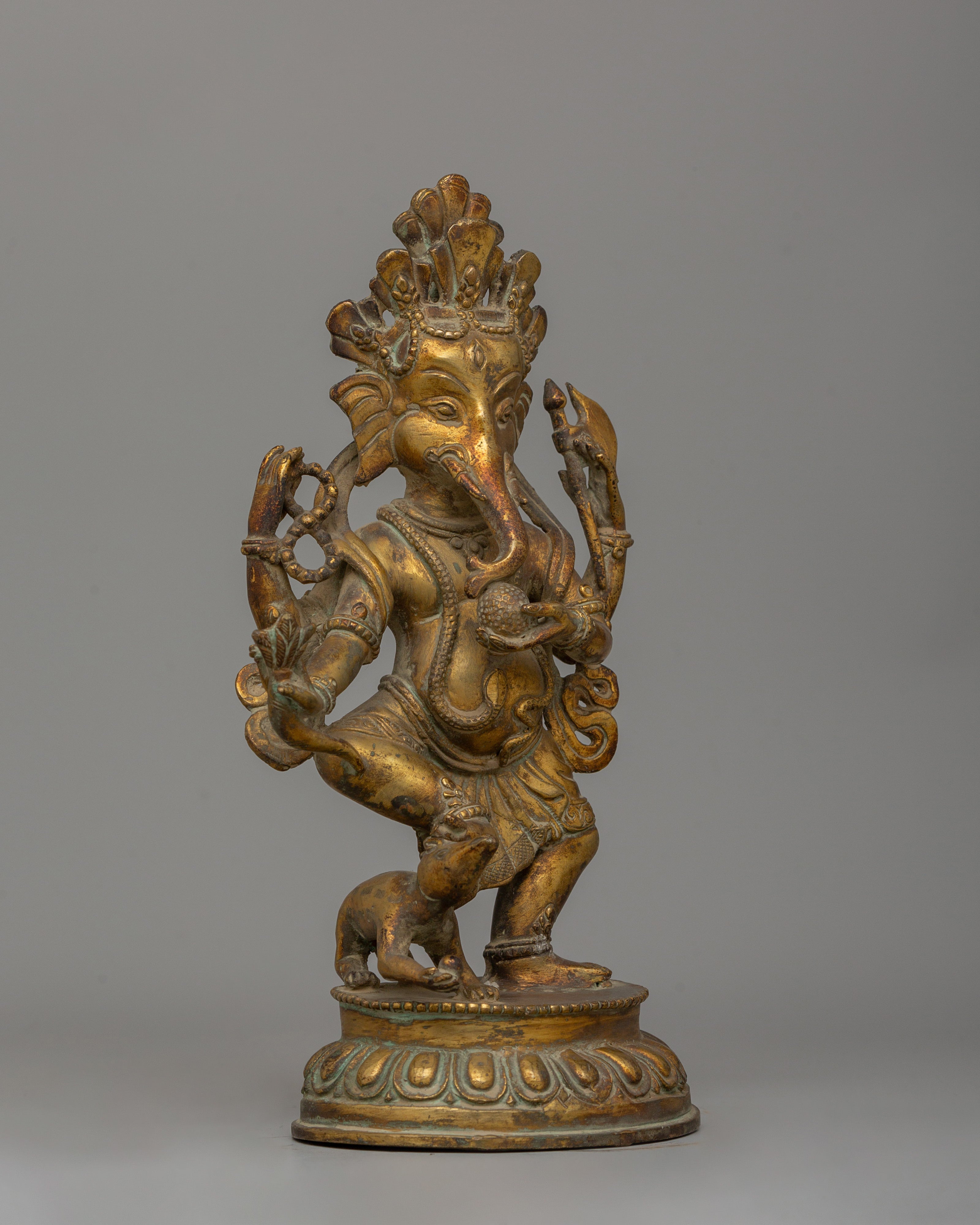 Gold Plated Standing Ganesh Statue | The Sacred Remover of Obstacles