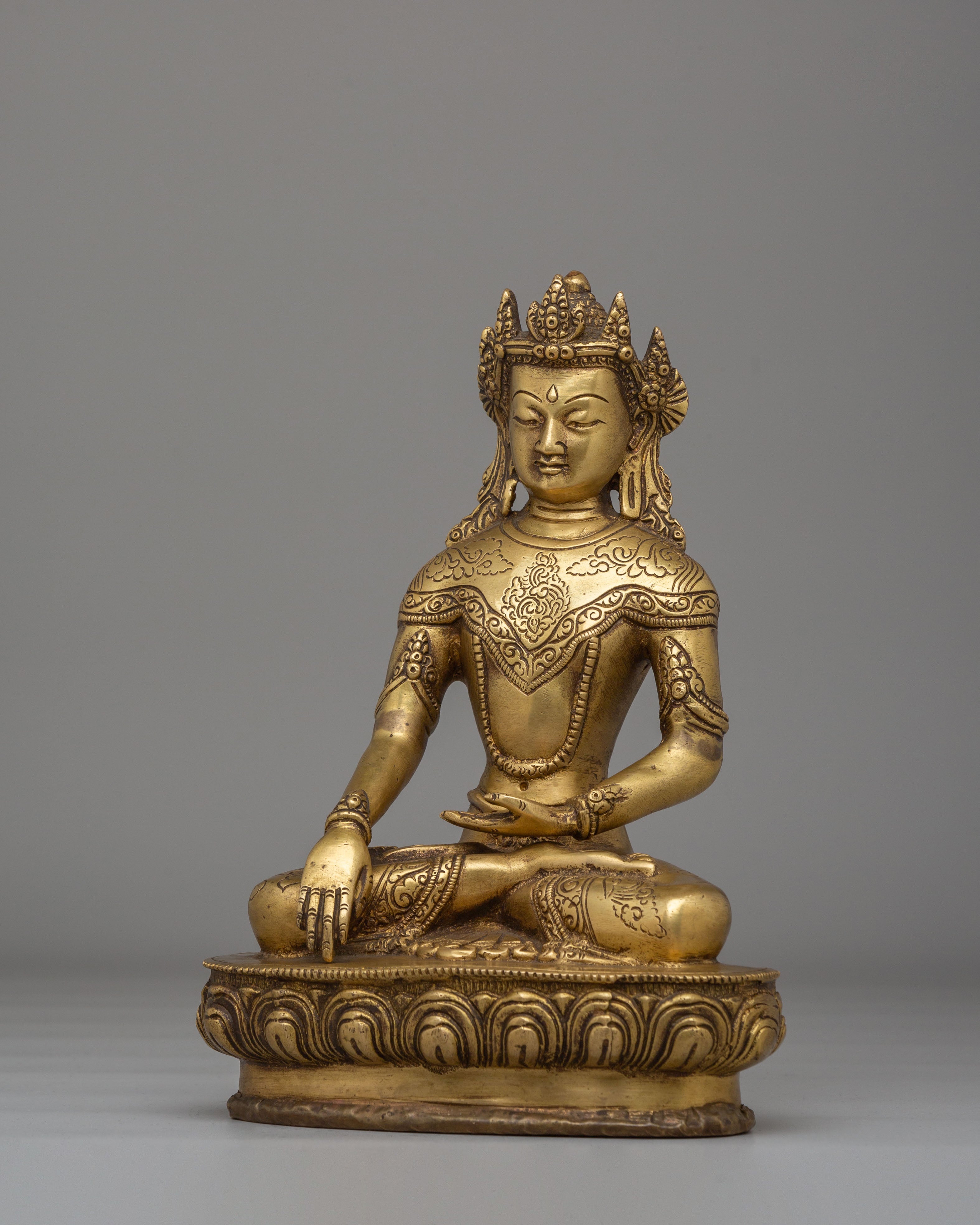 Tibetan Crowned Shakyamuni Buddha Statue | Himalayan Handmade Artwork