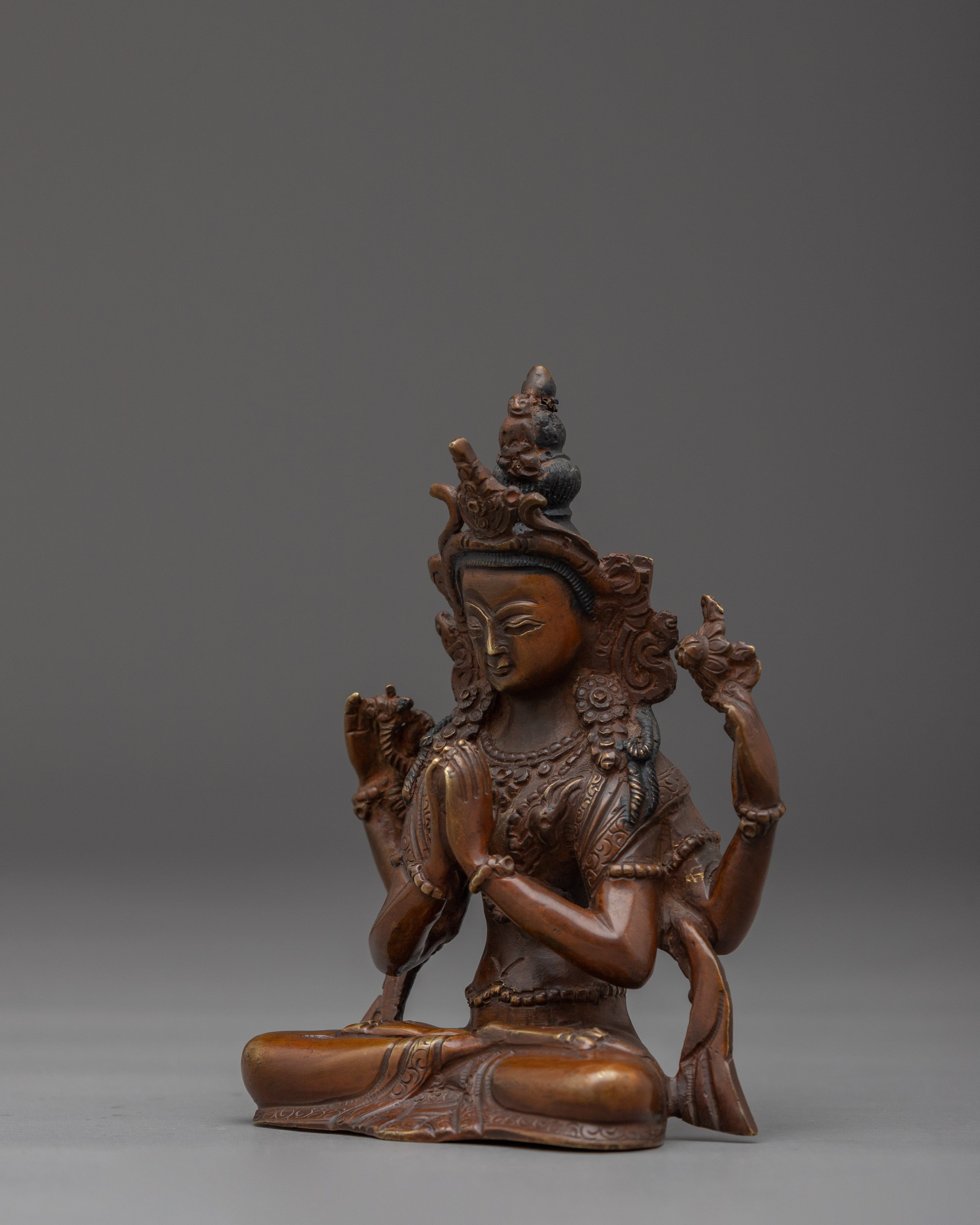Divine Compassionate Chenrezig Figurine | Deity of Mercy and Wisdom