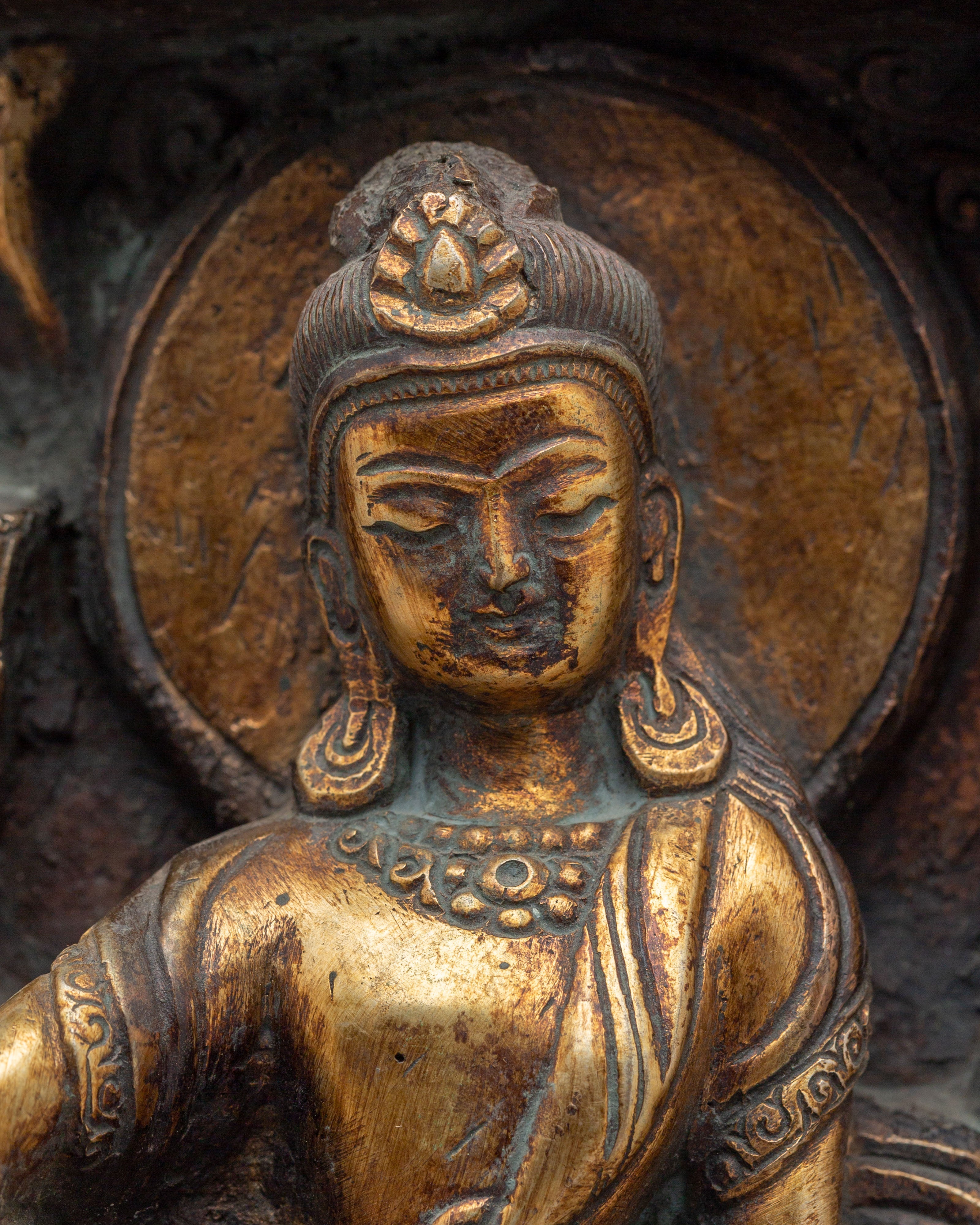 Tibetan Simhanada Lokeshvara Sculpture | Sacred Buddhist Statue