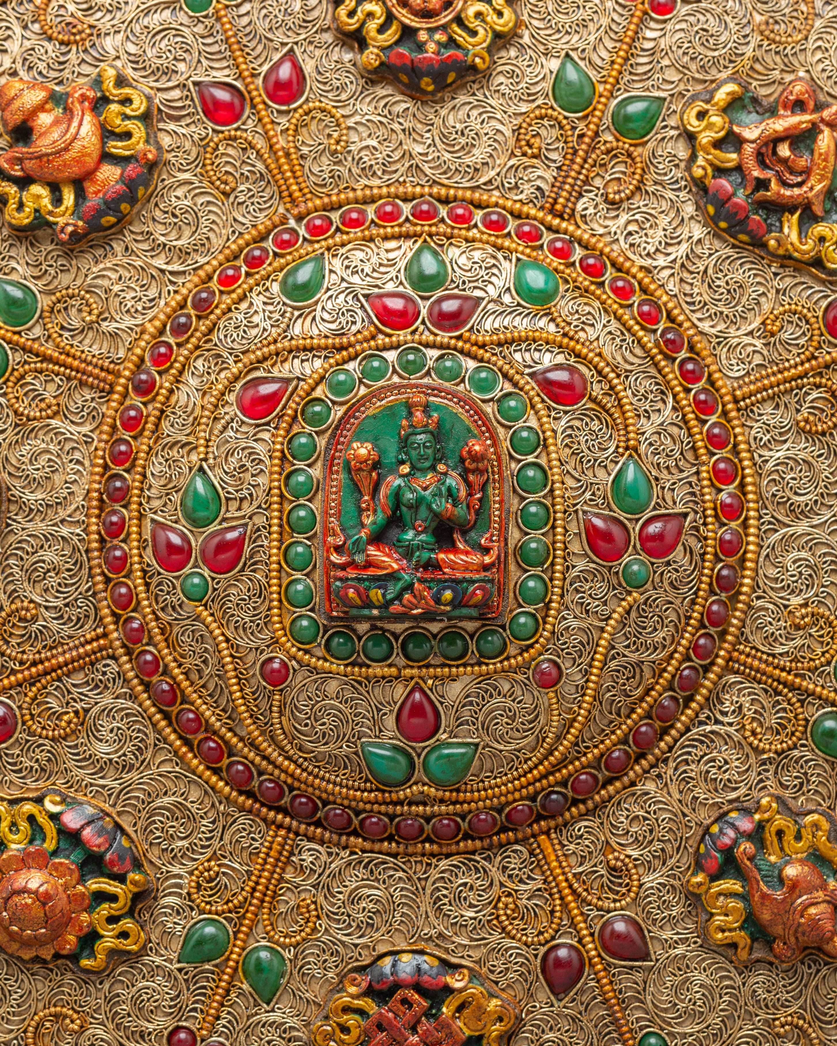 Sacred Tibetan Wall Hanging with Buddhist Deities | Symbol of Protection