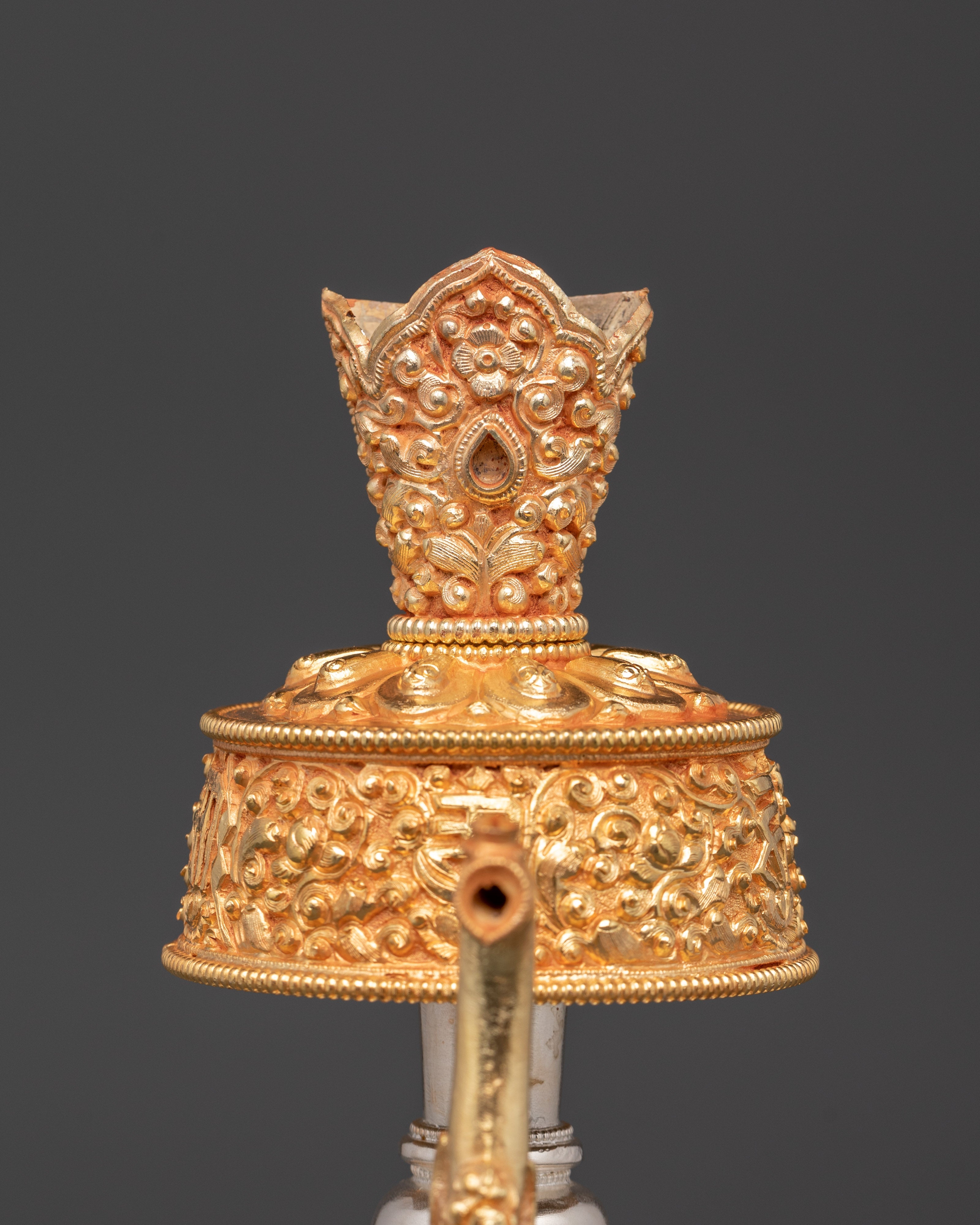 Tibetan Ritual Bhumba | Sacred Copper Vessel with Gold and Silver Plating