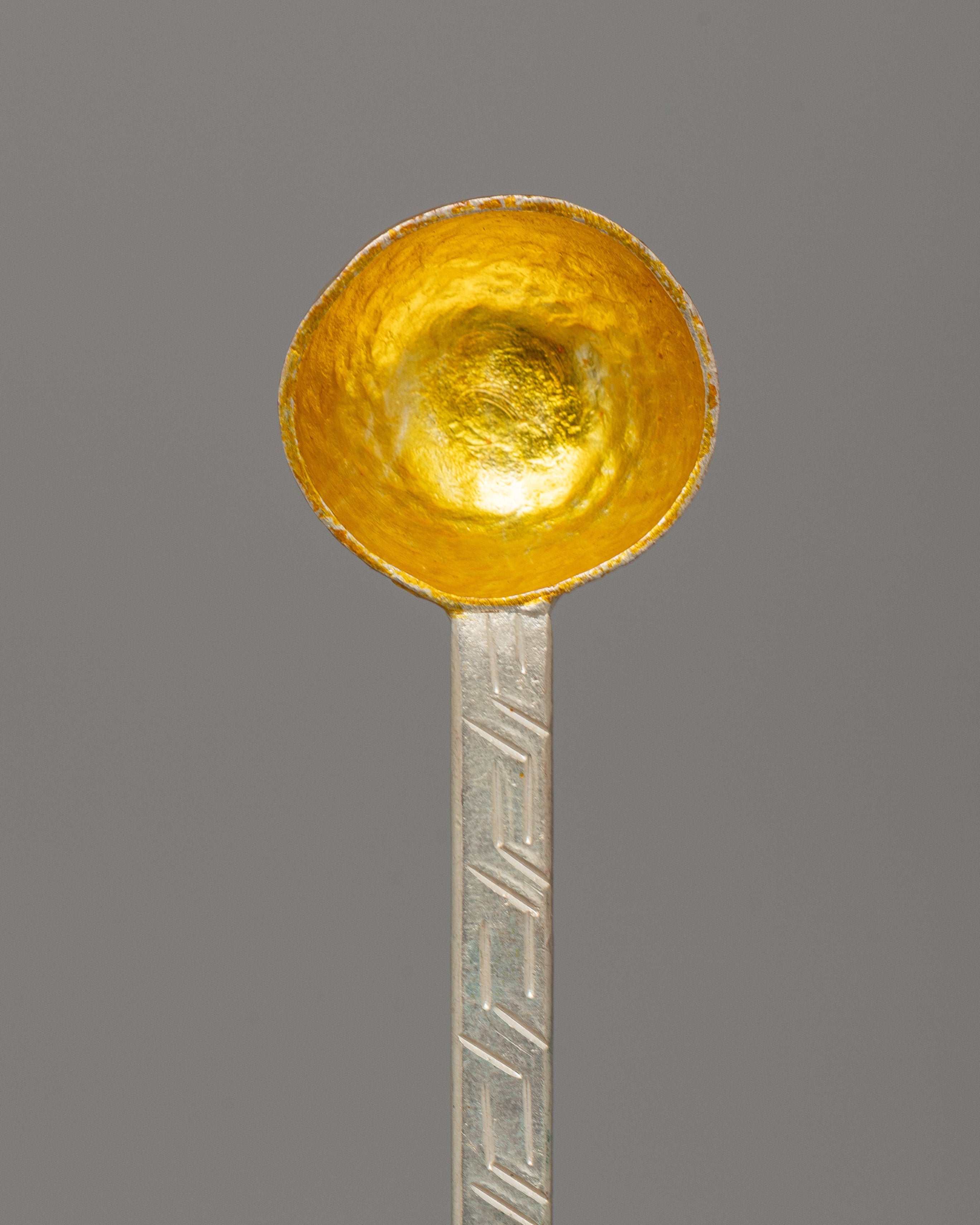 Altar Spoon Set with Electro Gold Plating | Tibetan Ritual Tool