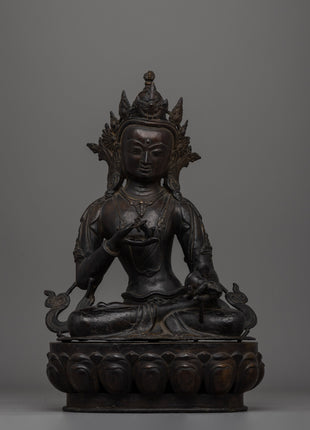Handcrafted antique-finish Vajrasattva  bronze Buddha statue