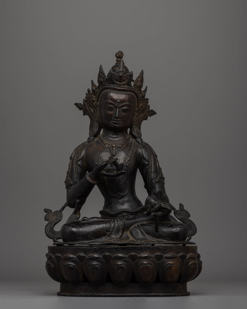 Handcrafted antique-finish Vajrasattva  bronze Buddha statue