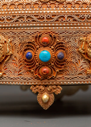 Sacred Copper and Gold-Plated Treasure Chest | Handcrafted Box