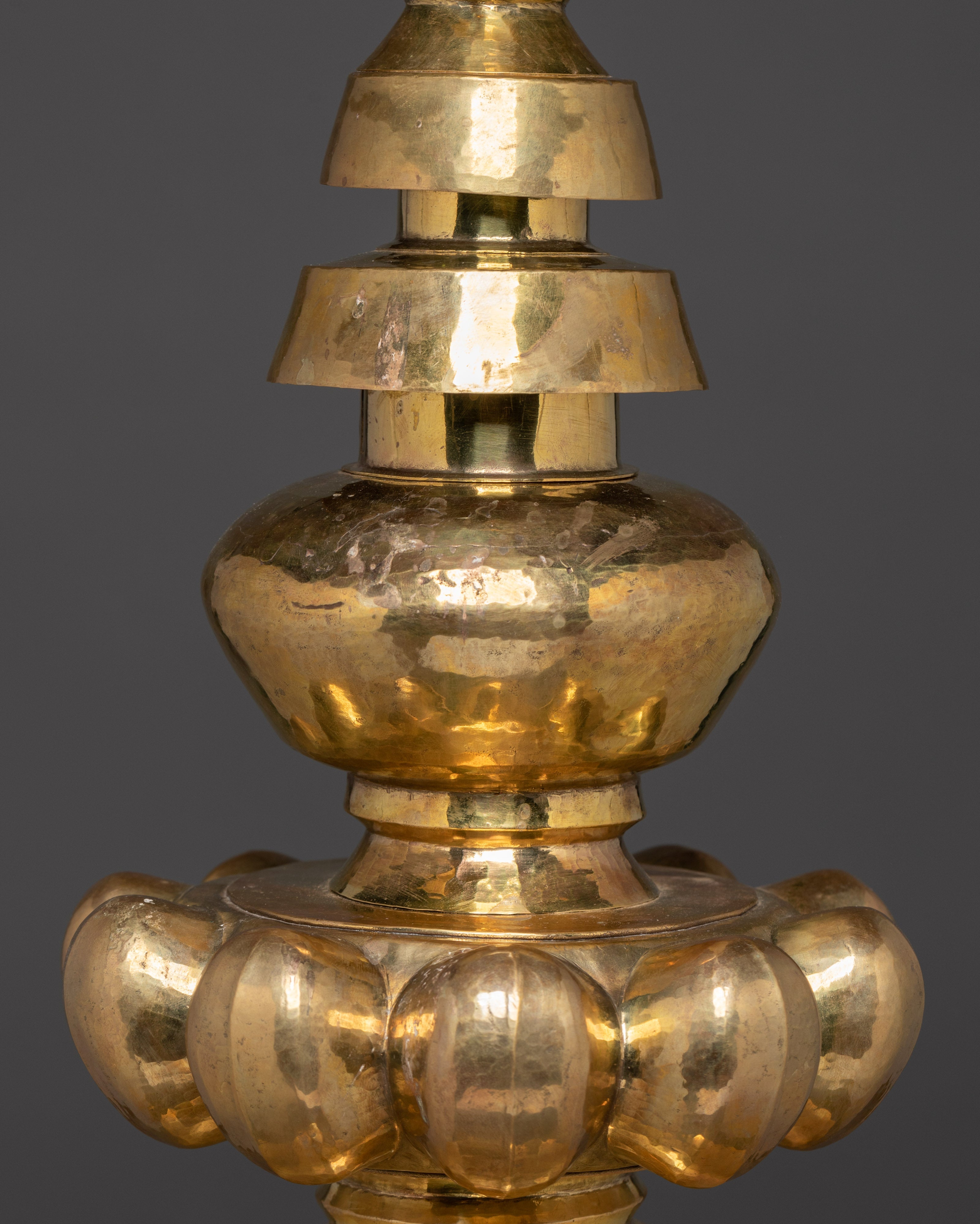 Tibetan Shrine Top Piece Gajur | Handcrafted Brass Buddhist Finial for Stupas & Altars