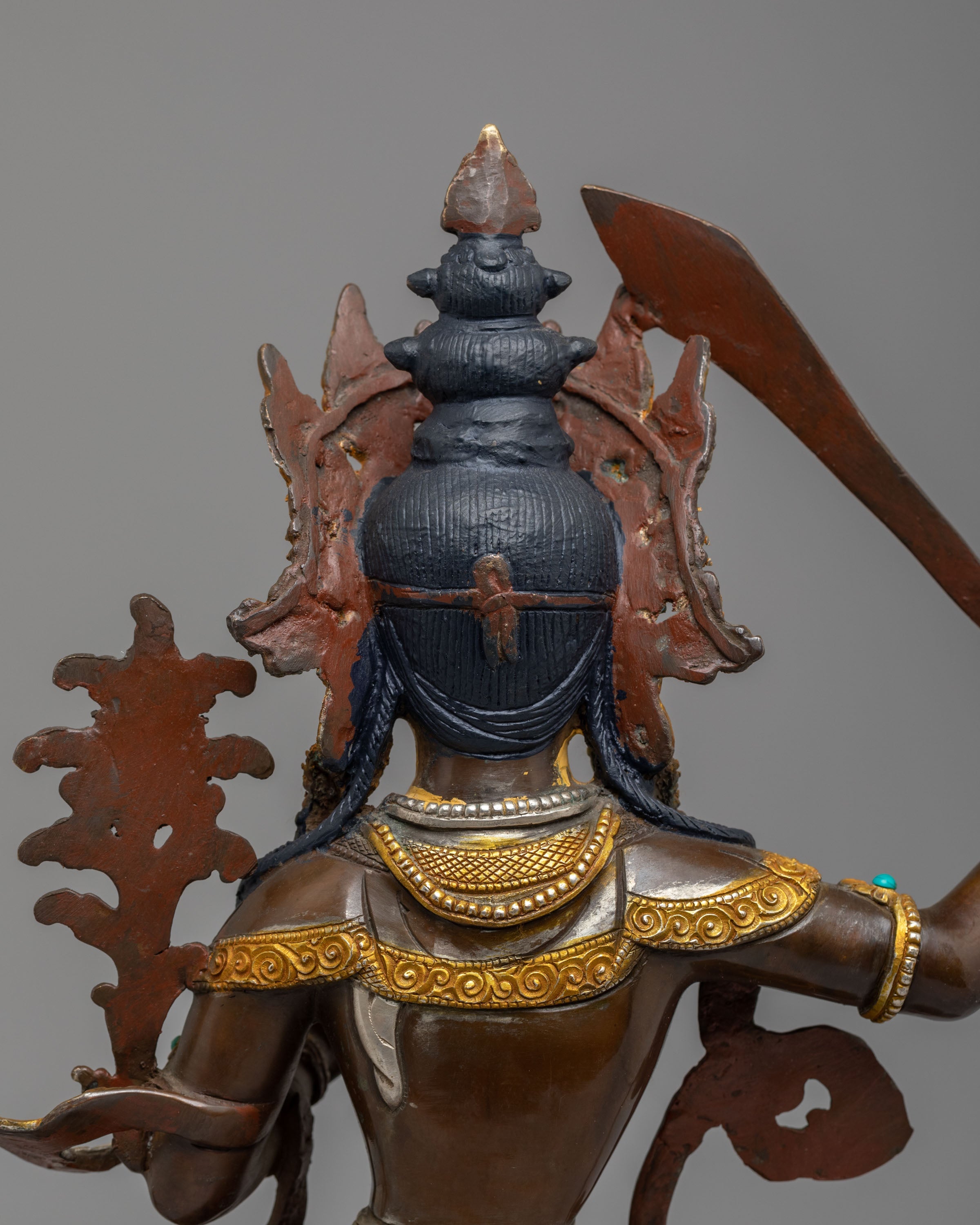 Tibetan Manjushri Sculpture | Gold Plated Buddhist Art
