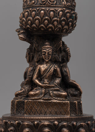 Traditional Handmade Tibetan Brass Stupa | Icon of Harmony, Protection, and Wisdom