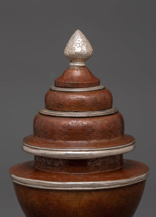 Tibetan Handmade Silver Plated Rice Pot | For Ritual and Ceremonies