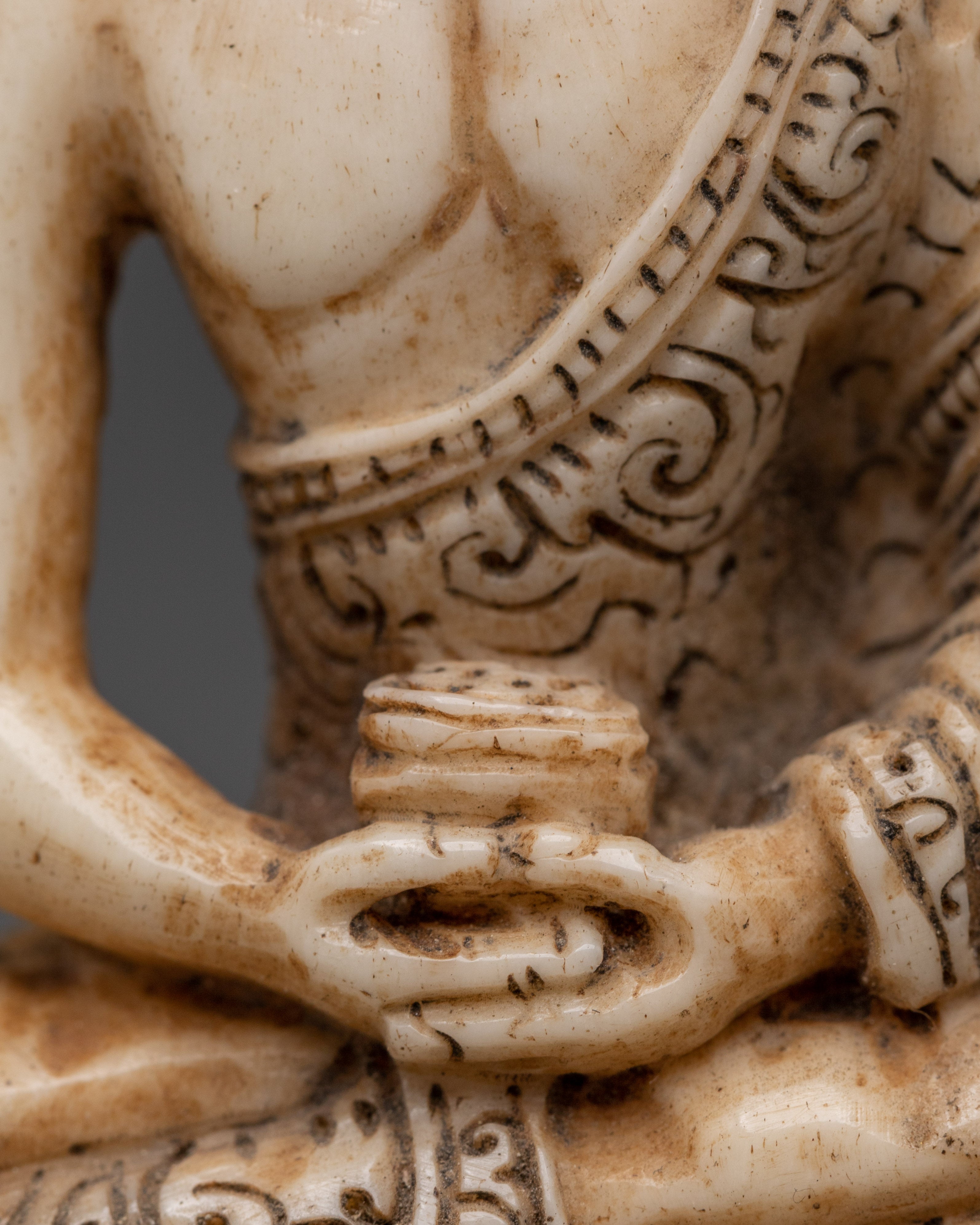 Sacred Ethically Sourced Yak Bone Amitabha Buddha Sculpture | Meditation Gift