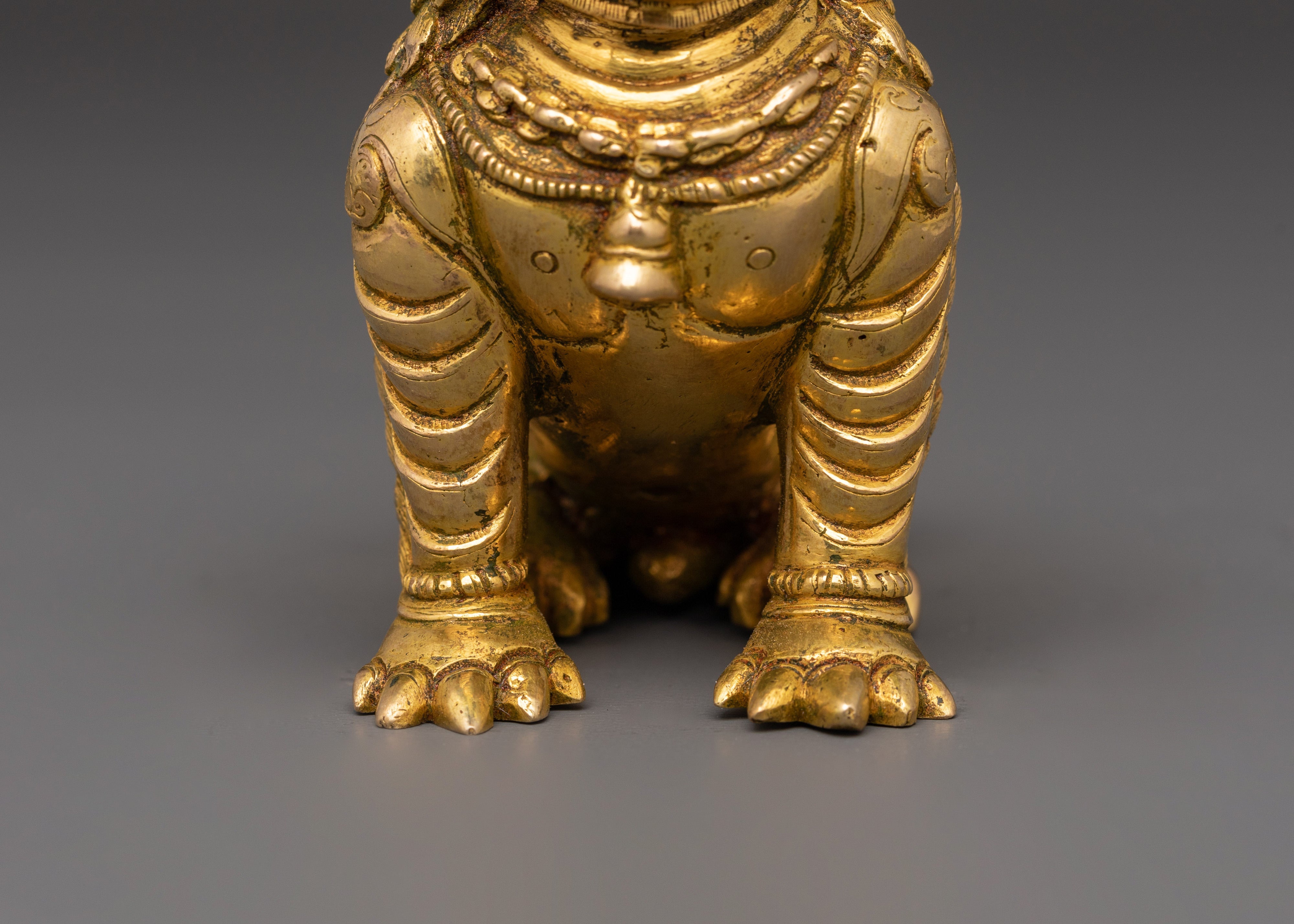 Handmade Lion Set Sculpture | Copper & Gold Plated Protective Decor