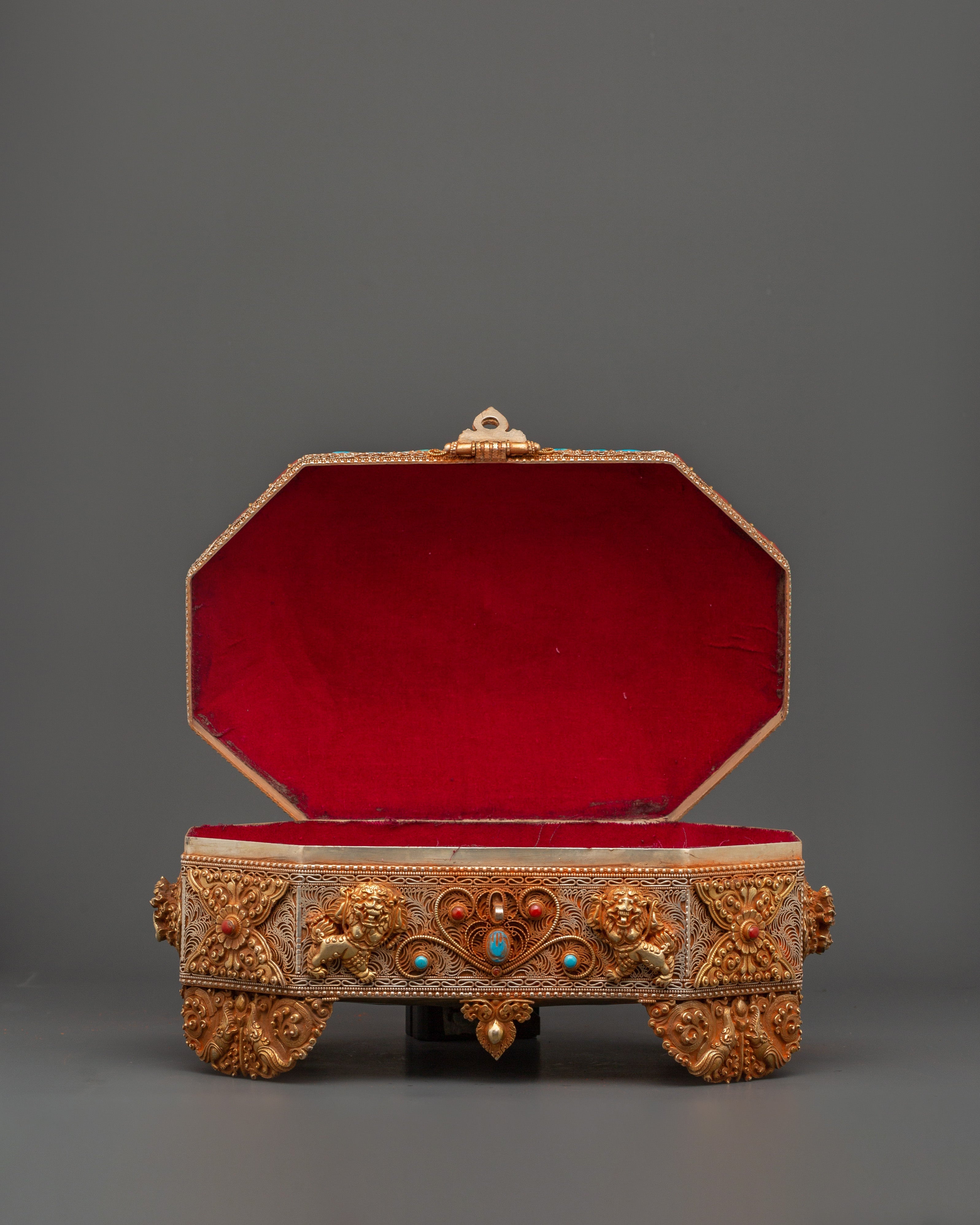 Himalayan Box with Filigree Work | Sacred Gemstone Inlay